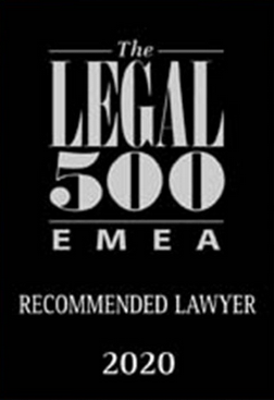 Wyróżnienie Legal500 Recommended Lawyer 2020 dla adwokata Łukasza Chmielniaka